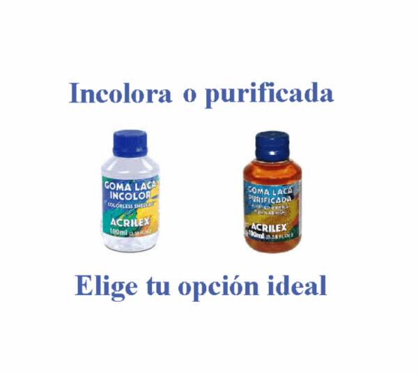 Goma Laca Purificada Acrilex 100ml. y Goma Laca Transparente Acrilex 100ml