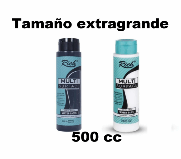 Pintura Multisuperficie acrilica Rich Tamaño ahorro de 500cc (Blanco o negra)