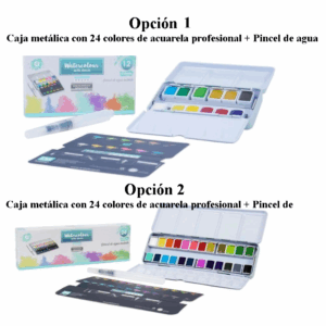 Estuche de Acuarela Watercolour  12 ó 24 colores + pincel con depósito de agua