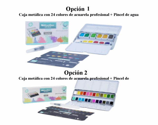 Estuche de Acuarela Watercolour  12 ó 24 colores + pincel con depósito de agua
